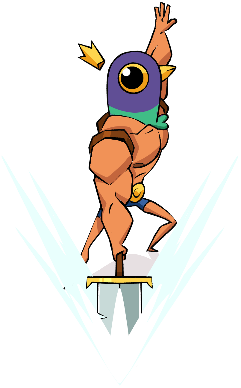 Dance Knight striking a pose, arm raised